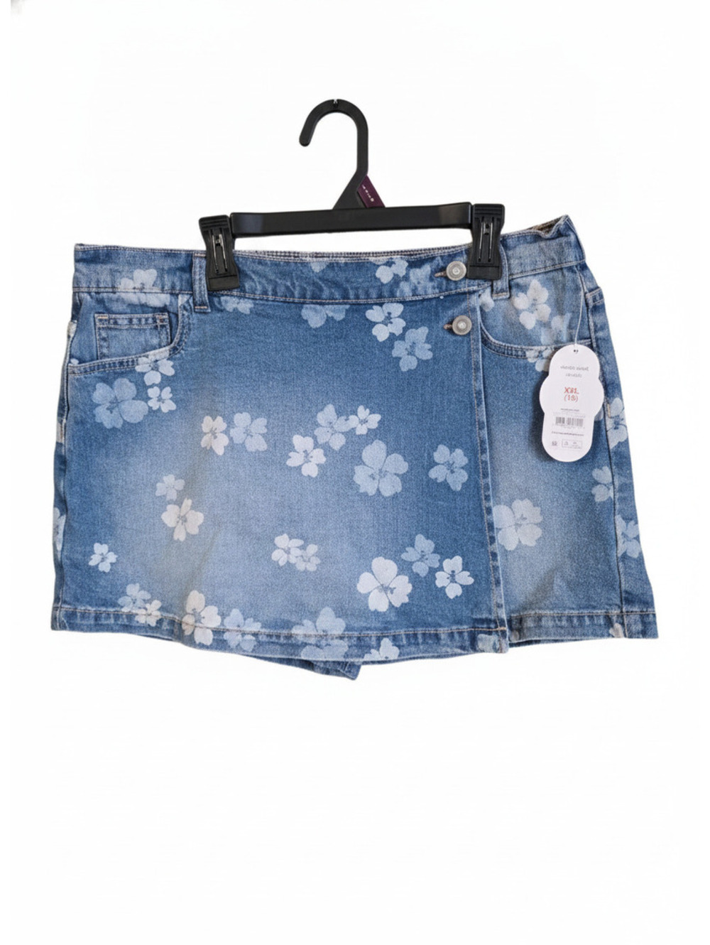 Girls cute Floral Print Denim Skort XXL